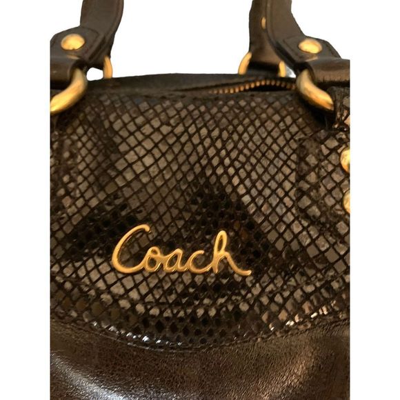 Coach New Black Leather Black Sequined Handbag - Picture 3 of 8